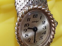 Ceas de dama elvetian Leibundgut cu bratara aurita 18K