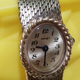 Ceas de dama elvetian Leibundgut cu bratara aurita 18K